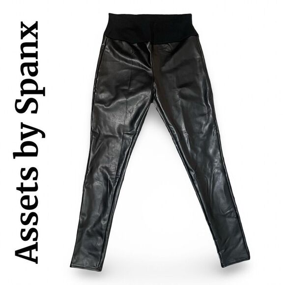 ASSETS BY SPANX All Over Faux Leather Leggings,  Shaping Waistband, Size XL - Picture 1 of 9